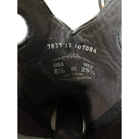 Wild West Leather Boots Square Toe Black Brown Cowboy Rodeo Mens Size 6.5 EE - Picture 7 of 9